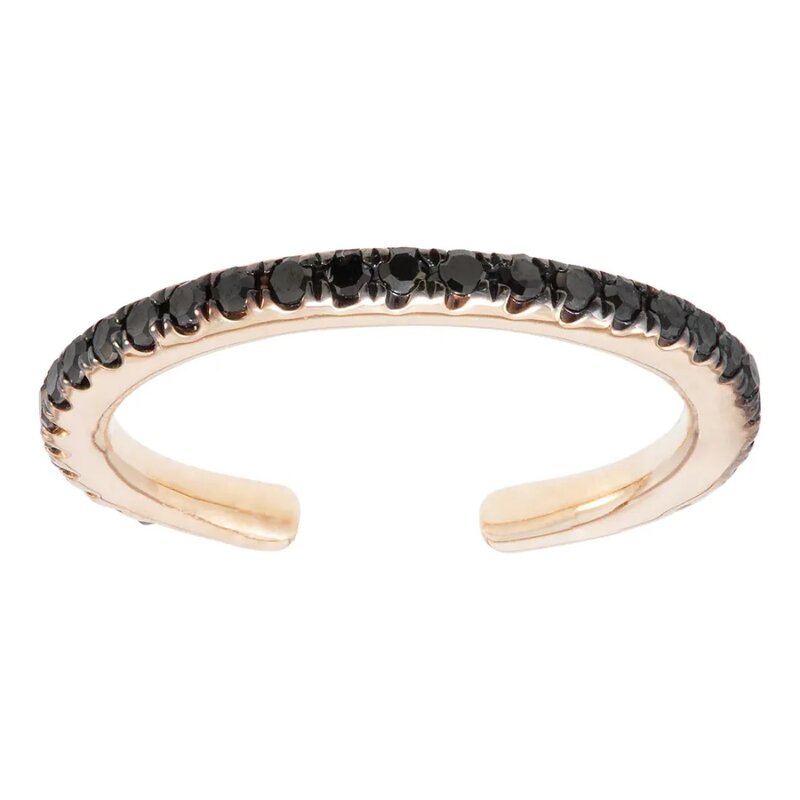 Ear Cuff Oro 14k Con Diamantes Negros