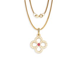 Gargantilla Flor Oro Amarillo 14K Diamante-Rubí