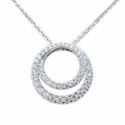 Gargantilla Oro Blanco 14K Doble Circulo con Diamantes
