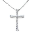 Gargantilla Oro Blanco 14K Cruz con Diamantes
