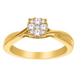 Anillo De Compromiso Solitario Oro Amarillo 14k Diamante Cor