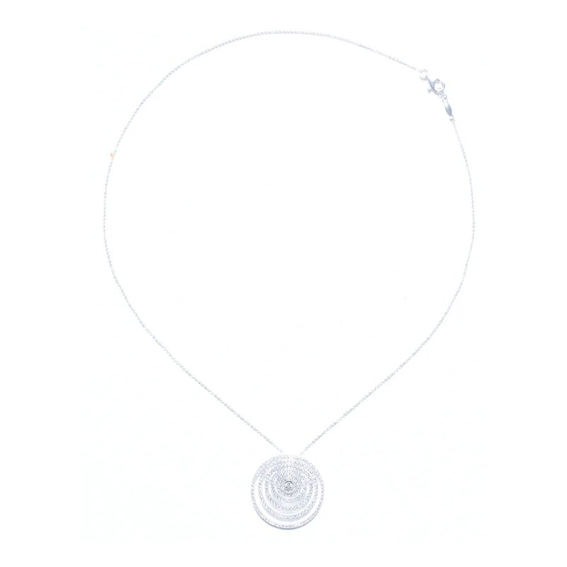 Gargantilla Oro Blanco Con Dije Circular Múltiple