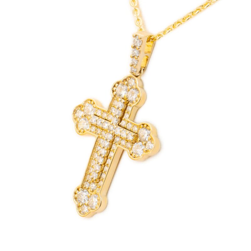 Gargantilla Oro Amarillo 14K Cruz con Diamantes