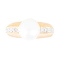 Anillo En Oro 14k Con Perla Natural Y Diamantes