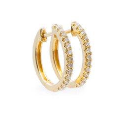 Aretes Huggies Oro Amarillo 14K con Diamantes