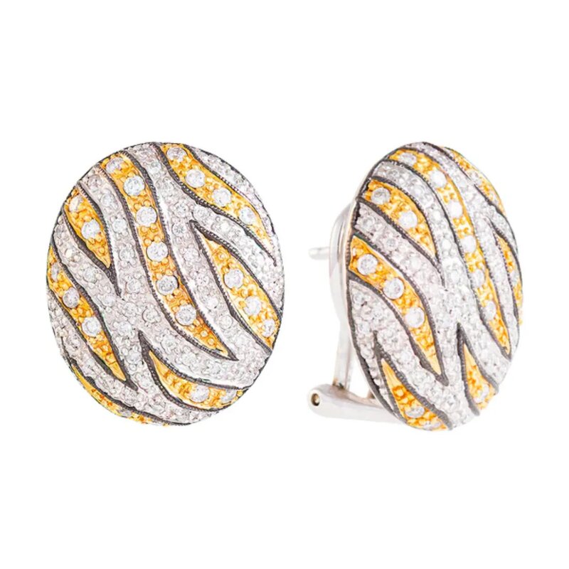 Aretes Jungle En Oro 14k Y Diamantes