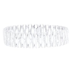 Brazalete Wave En Oro Blanco 14k Con Diamantes