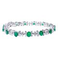 Brazalete De Esmeraldas Oro Blanco 14K Con Diamantes