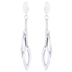 Aretes Leaf En Oro Blanco 14k