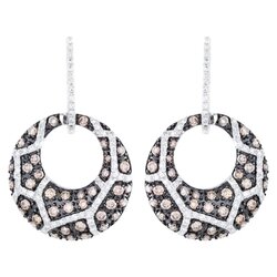 Aretes Jungle En Oro Blanco 14k Con Diamantes