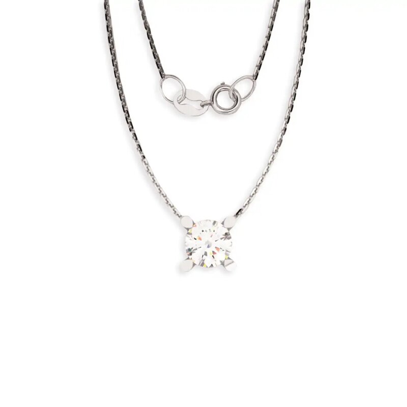 Gargantilla Oro Blanco 14K Con Diamante