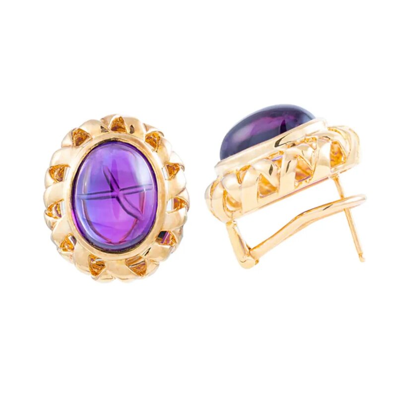 Aretes En Oro 18k Con Amatistas Xl