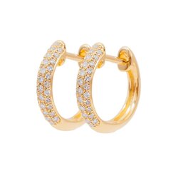 Aretes Oro Amarillo 14k Estilo Huggies con Diamantes