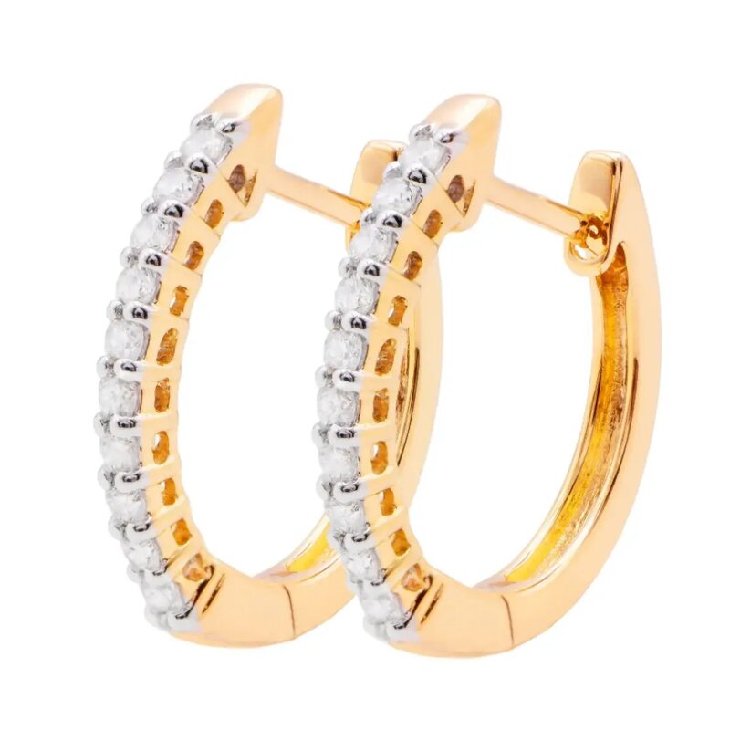 Aretes Huggies Oro Amarillo 14k con Diamantes