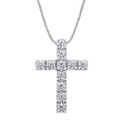 Gargantilla Oro Blanco 14k Cruz con Diamantes