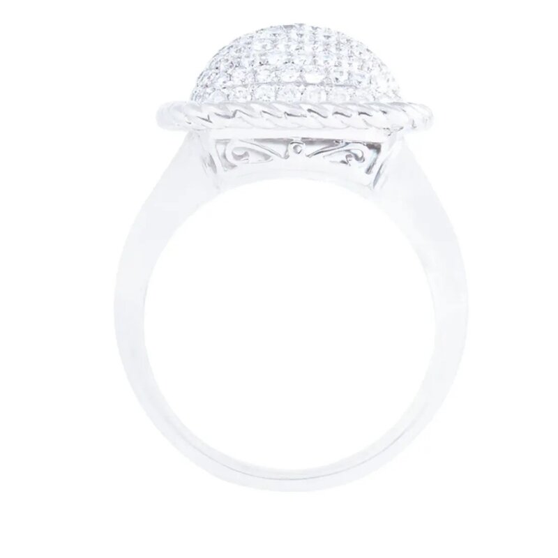 Anillo Rope Cluster En Oro Blanco 14k Con Diamantes