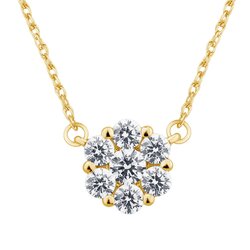 Gargantilla Oro Amarillo 14k Estilo Flor con Diamantes