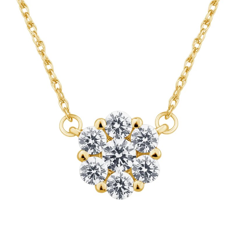 Gargantilla Oro Amarillo 14k Estilo Flor con Diamantes