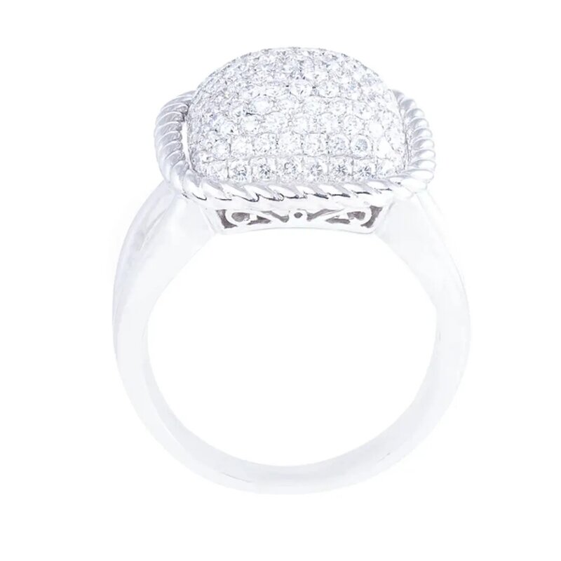 Anillo Rope Cluster En Oro Blanco 14k Con Diamantes