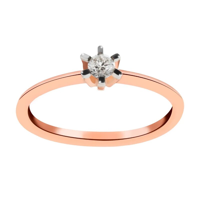 Anillo Estilo Solitario De Oro Rosa 14k