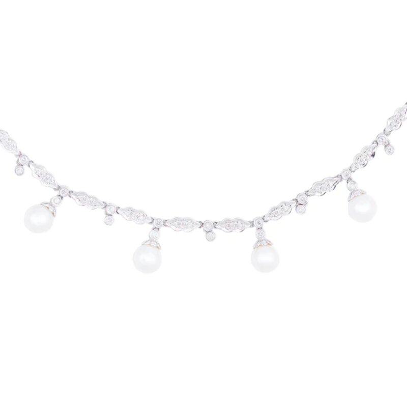 Gargantilla Guirnalda En Oro Blanco 14k