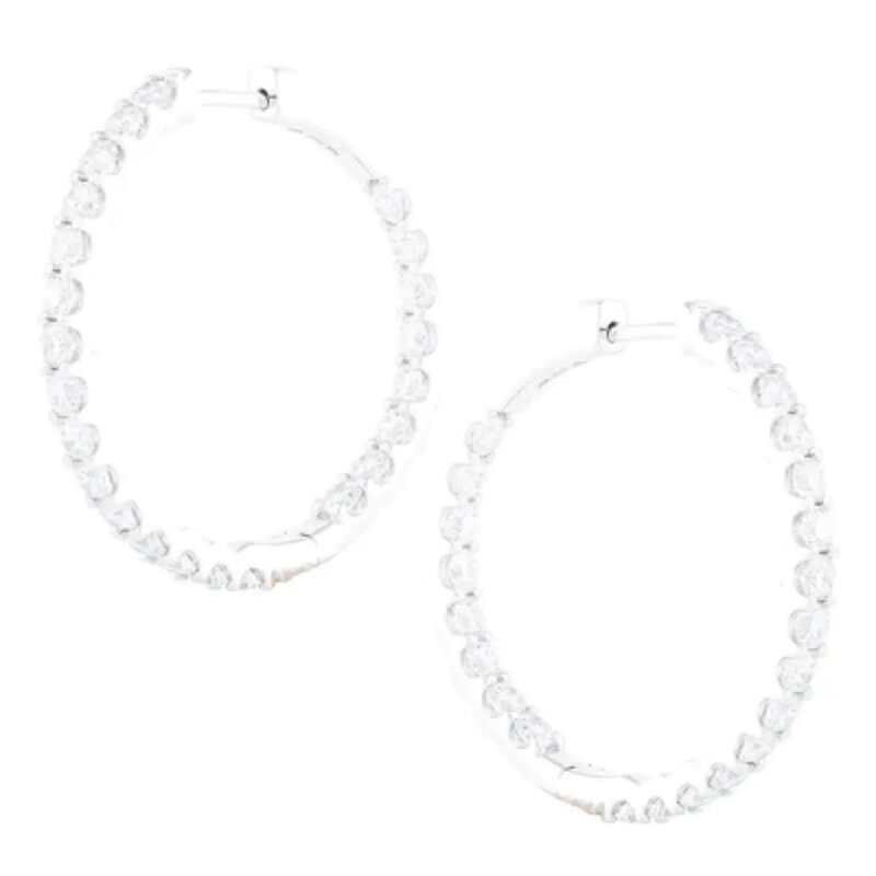 Arracadas En Oro Blanco 14k Con Diamantes