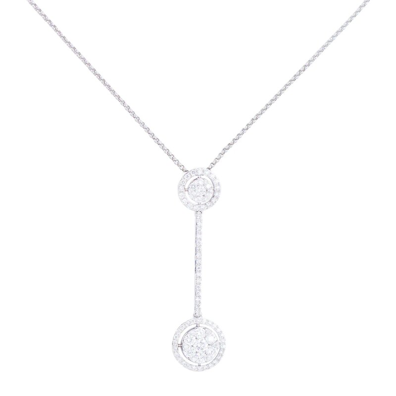 Gargantilla Drop Sphere En Oro Blanco 14k Con Diamantes