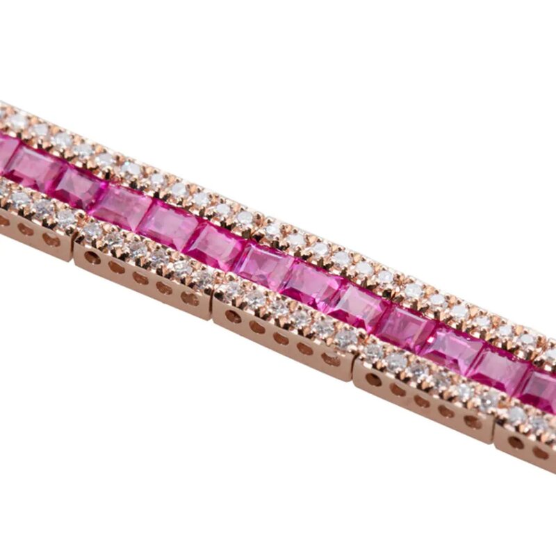 Brazalete Rubíes Oro Rosa 14k
