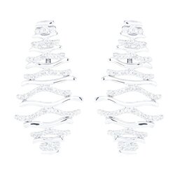 Aretes Wave En Oro Blanco 14k Con Diamantes