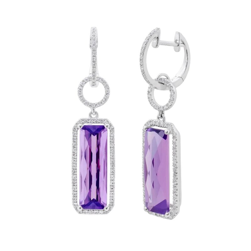 Set Gargantilla y Aretes Oro Blanco 14K con Diamantes y Amat