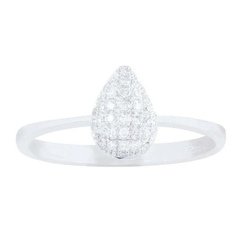 Anillo Drop En Oro Blanco 14k Con Diamantes