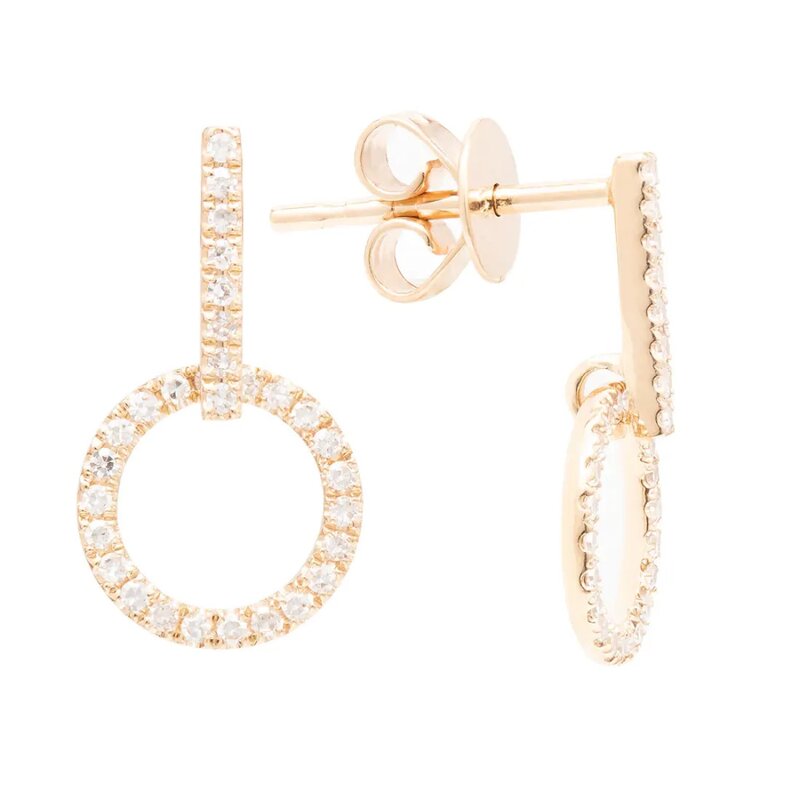 Aretes Oro 14k Con Pendiente Circular