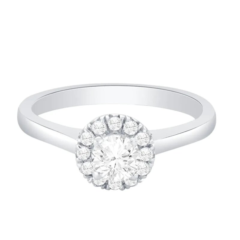 Anillo De Compromiso Estilo Halo Oro Blanco 14k Con 21 Diama