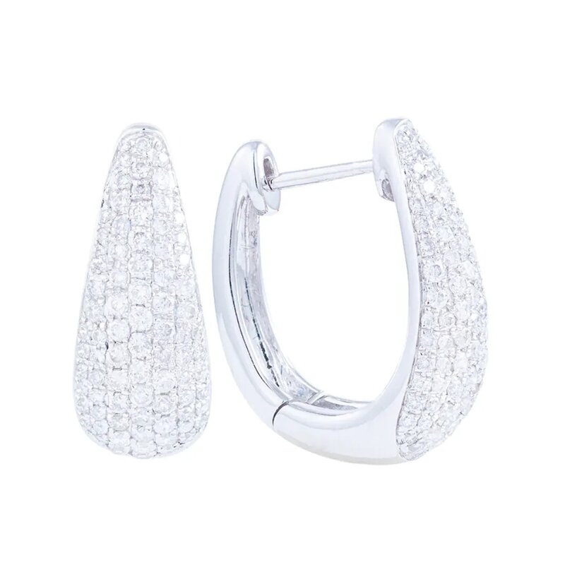 Arracadas Cluster Con Diamantes En Oro Blanco 14k