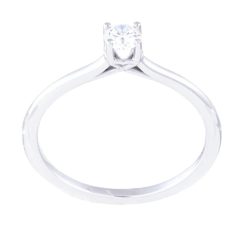 Anillo Solitario Diamante Central Oro Blanco 14k