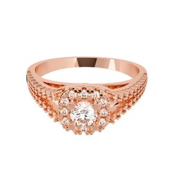 Anillo de Compromiso de Oro Rosa 14K con Diamantes