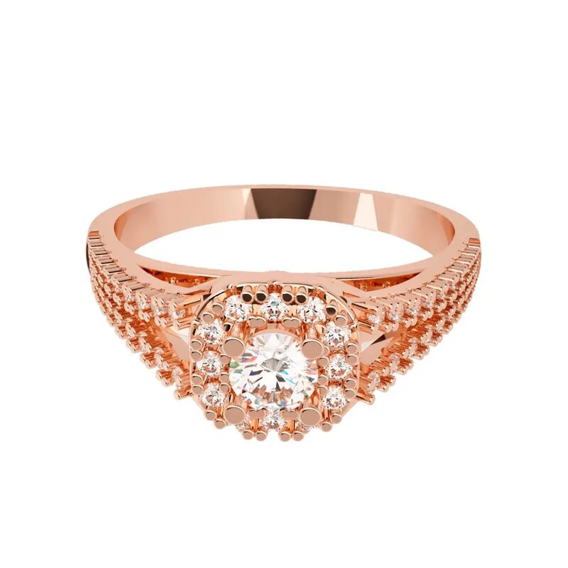 Anillo de Compromiso de Oro Rosa 14K con Diamantes