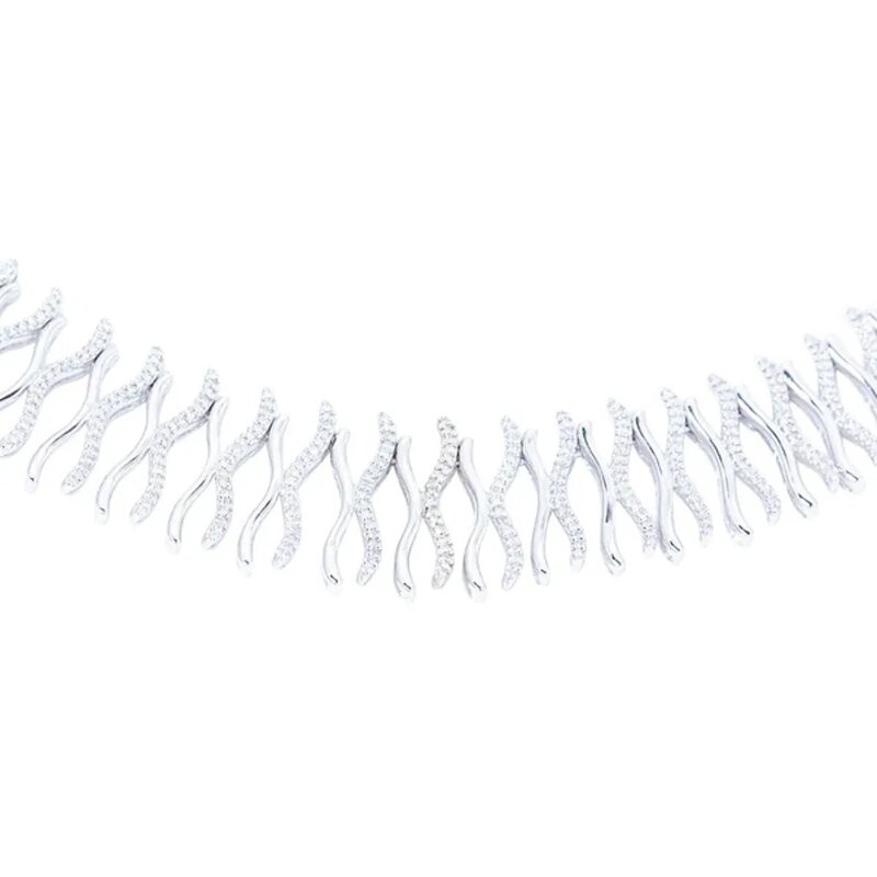 Gargantilla Wave En Oro Blanco 14K Con Diamantes