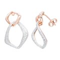 Aretes Combinación Oro Blanco Y Rosa Con Diamantes