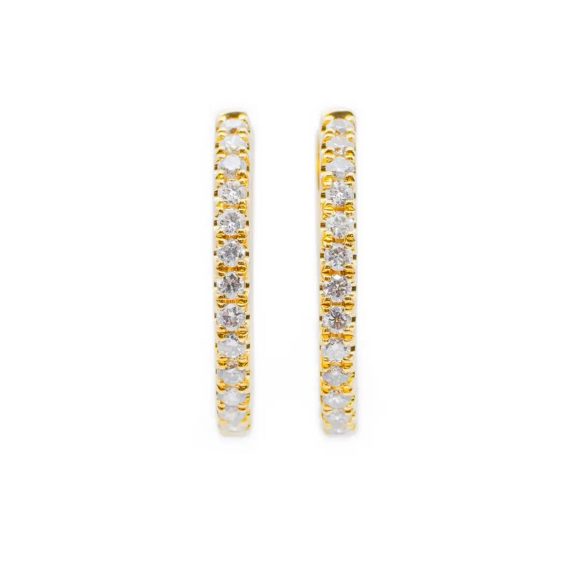 Aretes Huggies Oro Amarillo 14K con Diamantes