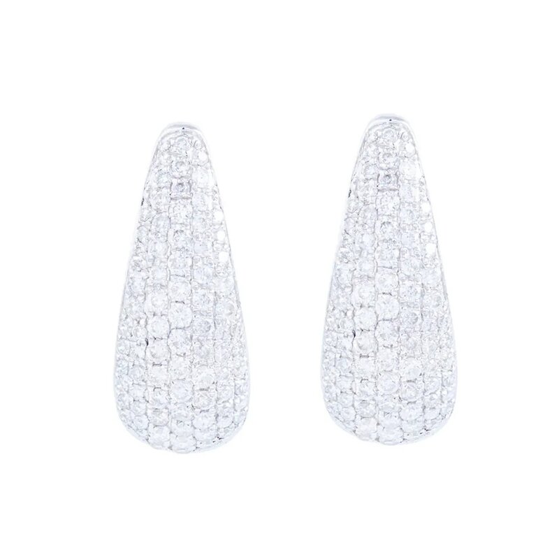 Arracadas Cluster Con Diamantes En Oro Blanco 14k