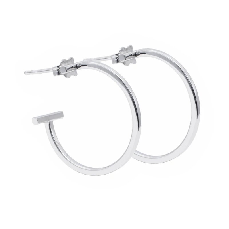 Arracadas Line En Oro Blanco 14k