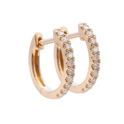 Aretes Oro Amarillo 14k Estilo Huggies con Diamantes