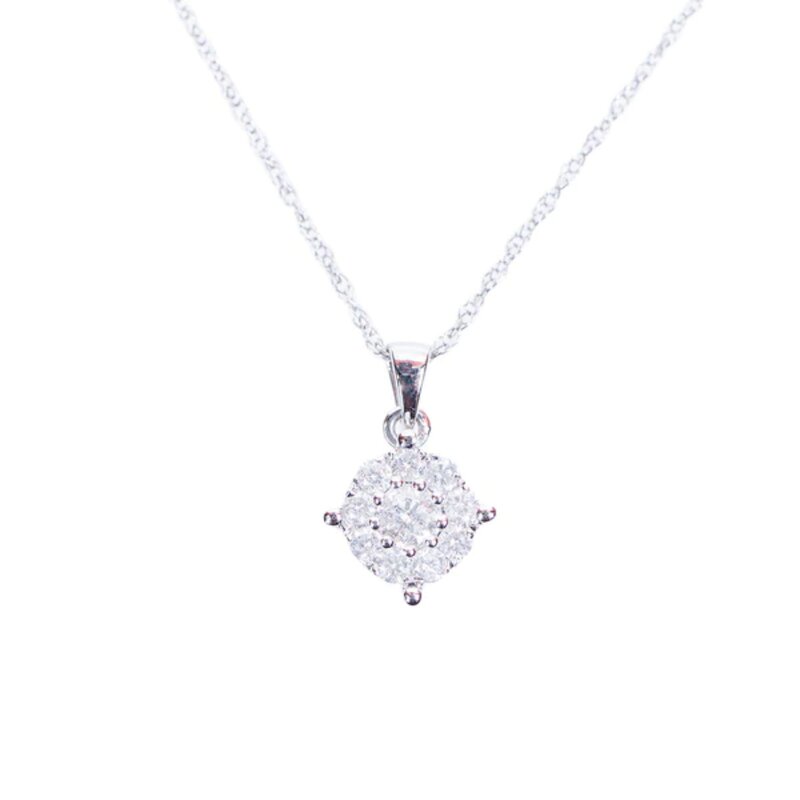 Set De Gargantilla Y Aretes En Oro Blanco 14k Con Diamantes