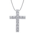 Gargantilla Oro Blanco 14k Cruz con Diamantes