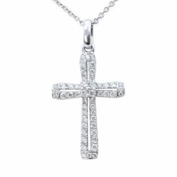 Gargantilla Oro Blanco 14K Cruz con Diamantes