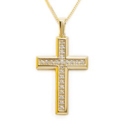 Gargantilla Oro Amarillo 14K Cruz con Diamantes