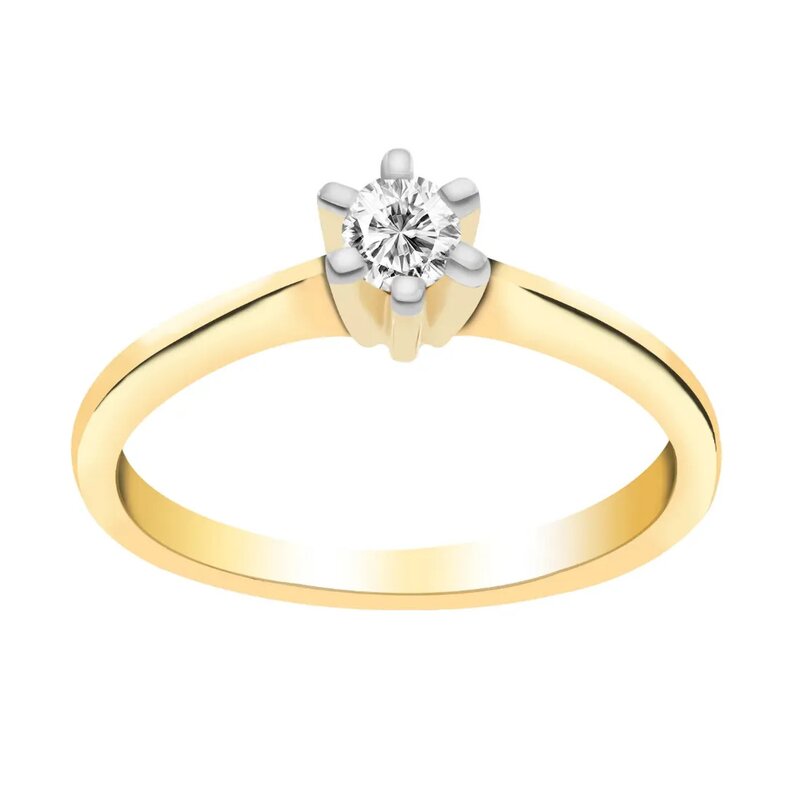 Anillo Estilo Solitario Clásico Oro Amarillo 14k Diamante Co