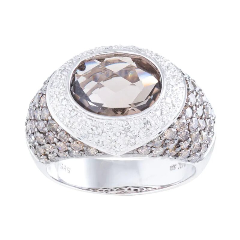 Anillo Extravaganza En Oro Blanco 14k Con Topacio