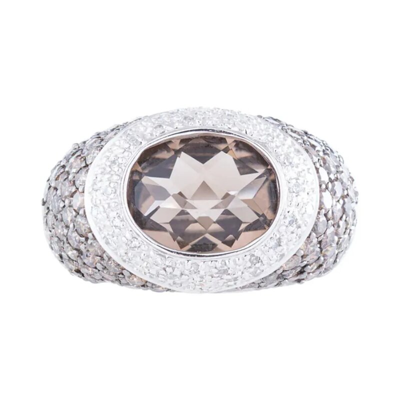 Anillo Extravaganza En Oro Blanco 14k Con Topacio